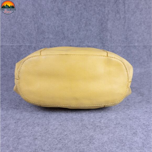 American Leather Co Hobo Bag Yellow Inner Outer Pockets Cottagecore Hippie - Picture 6 of 16